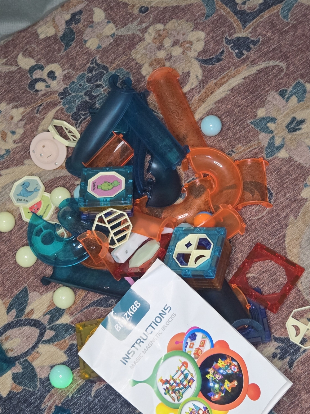 Magnetic Construction Toy Set - Blue & Orange Pieces